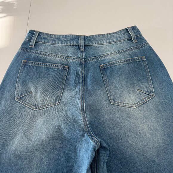 Commense Contrast Side Striped Wide-Leg Jeans NWT, Size M - Picture 13 of 17